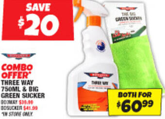 Autobarn THREE WAY 750ML & BIG GREEN SUCKER offer