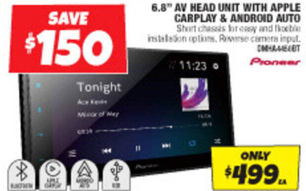 Autobarn 6.8 AV HEAD UNIT WITH APPLE CARPLAY & ANDRIOD AUTO offer