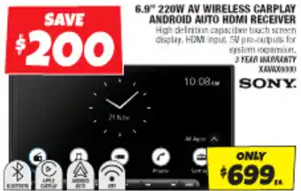 Autobarn 6.9" 220W AV WIRELESS CARPLAY ANDROID AUTO HDMI RECEIVER offer
