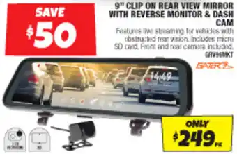 Autobarn 9" CLIP ON REAR VIEW MIRROR WITH REVERSE MONITOR & DASH CAM offer