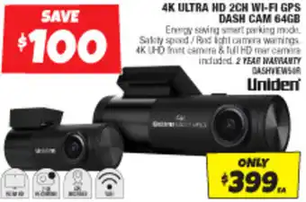 Autobarn 4K ULTRA HD 2CH WI-FI GPS DASH CAM 64GB offer