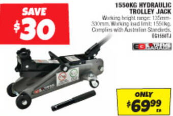 Autobarn 1550KG HYDRAULIC TROLLEY JACK offer