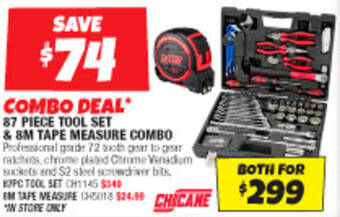 Autobarn 87 PIECE TOOL SET & 8M TAPE MEASURE COMBO offer