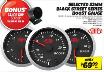 Autobarn SELECTED 52MM BLACK STREET SERIES BOOST GAUGE offer