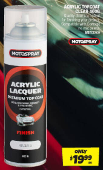 Autobarn ACRYLIC TOPCOAT CLEAR 400G offer