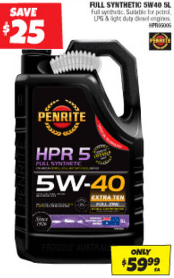 Autobarn FULL SYNTHETIC 5W40 5L offer