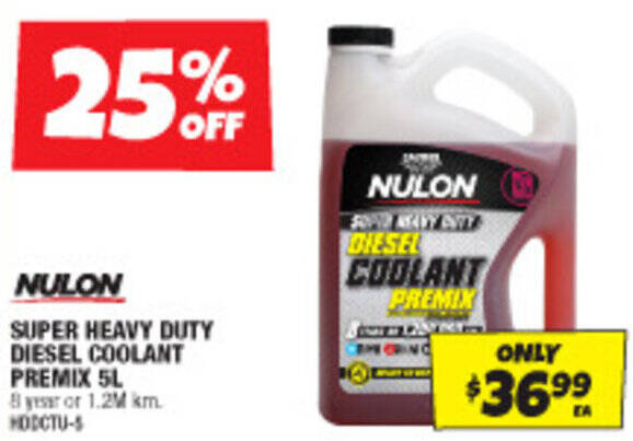 Autobarn SUPER HEAVY DUTY DIESEL COOLANT PREMIX 5L offer
