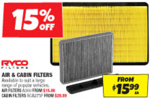 Autobarn AIR & CABIN FILTERS offer