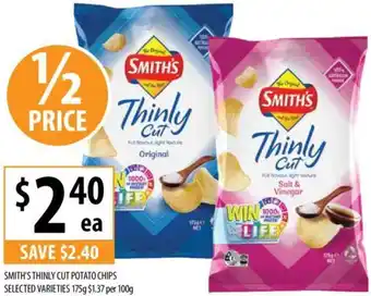 Supabarn SMITH'S THINLY CUT POTATO CHIPS 175g offer