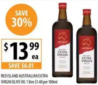 Supabarn RED ISLAND AUSTRALIAN EXTRA VIRGIN OLIVE OIL 1 litre offer