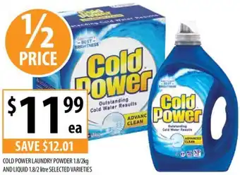 Supabarn COLD POWER LAUNDRY POWDER 1.8/2kg AND LIQUID 1.8/2 litre offer