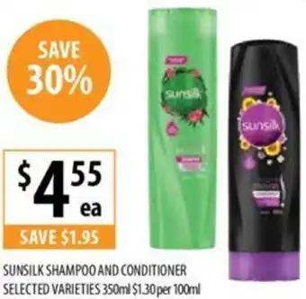 Supabarn SUNSILK SHAMPOO AND CONDITIONER 350ml offer