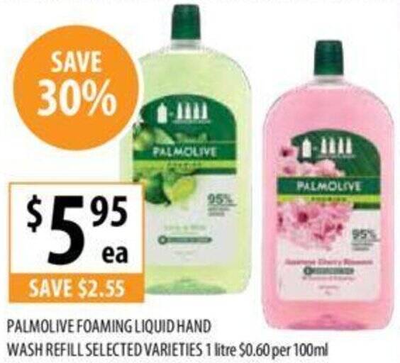 PALMOLIVE FOAMING LIQUID HAND WASH REFILL 1 litre offer at Supabarn