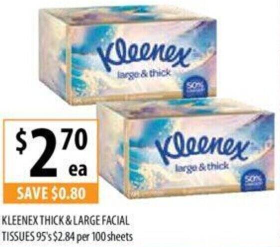 Supabarn KLEENEX THICK & LARGE FACIAL TISSUES offer