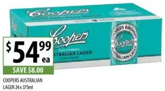 Supabarn COOPERS AUSTRALIAN LAGER 24 x 375ml offer