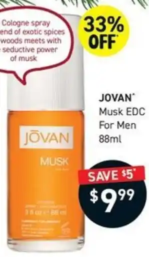 Chemist King JOVAN Musk EDC For Men 88ml offer