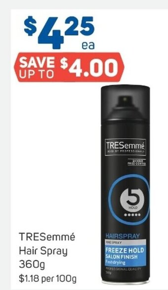 Foodland Tresemme hair spray 360g offer