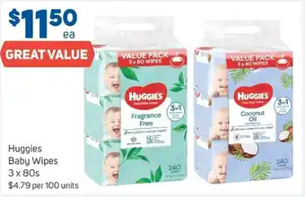 Foodland Huggies baby wipes 3x80s offer