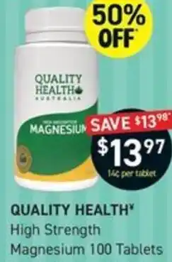 Chemist King QUALITY HEALTH High Strength Magnesium 100 Tablets offer
