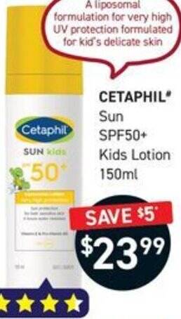 Chemist King CETAPHIL Sun SPF50+ Kids Lotion 150ml offer