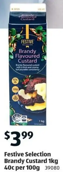 ALDI Festive Selection Brandy Custard 1kg offer