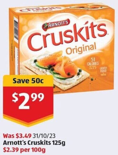 ALDI Arnott's Cruskits 125g offer