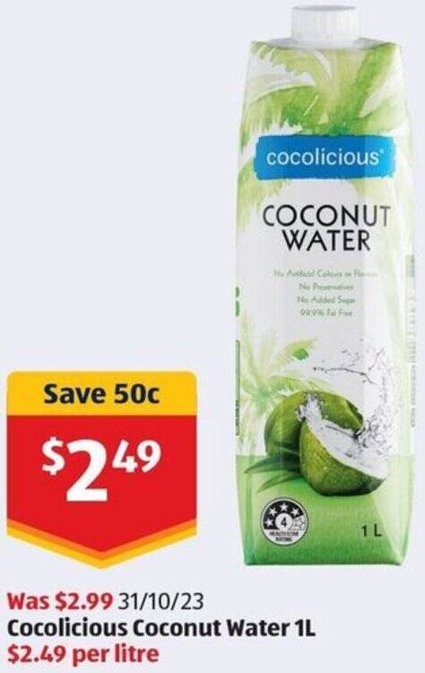 ALDI Cocolicious Coconut Water 1L offer