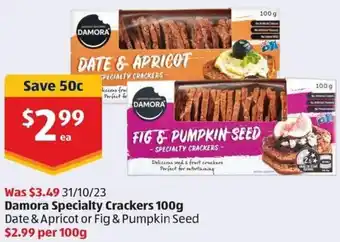 ALDI Damora Specialty Crackers 100g offer