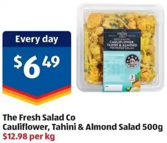 ALDI The Fresh Salad Co Cauliflower, Tahini & Almond Salad 500g offer