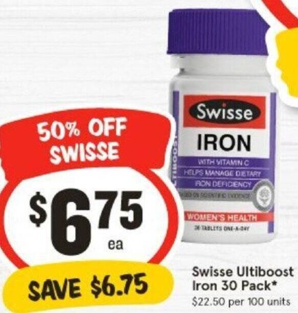 IGA Swisse Ultiboost Iron 30 Pack offer