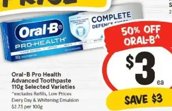IGA Oral-B Pro Health Advanced Toothpaste 110g offer