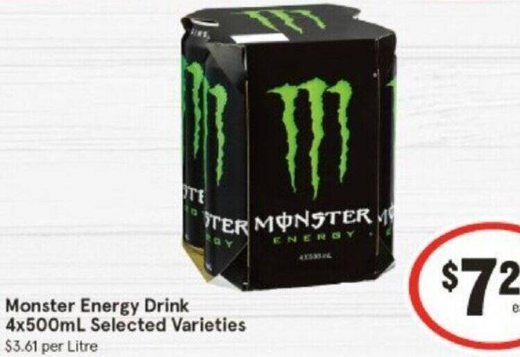 IGA Monster Energy Drink 4x500mL offer