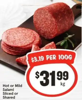 IGA Hot or Mild Salami Sliced or Shaved offer