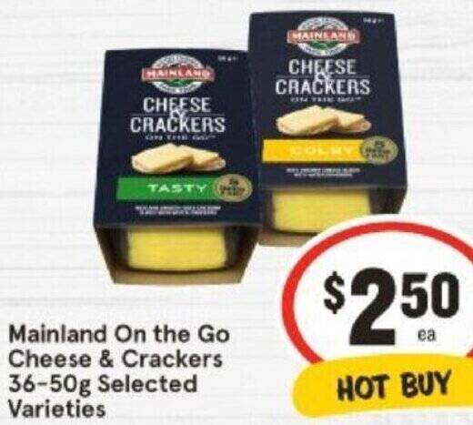 IGA Mainland On the Go Cheese & Crackers 36-50g offer