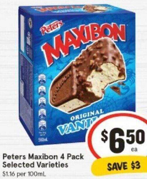 IGA Peters Maxibon 4 Pack offer