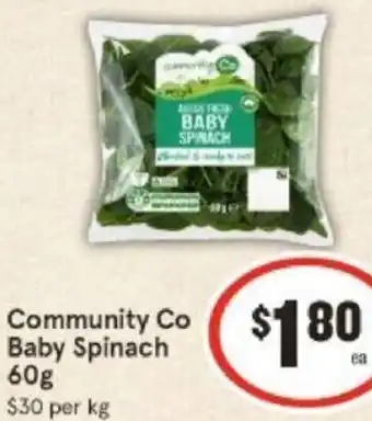 IGA Community Co Baby Spinach 60g offer