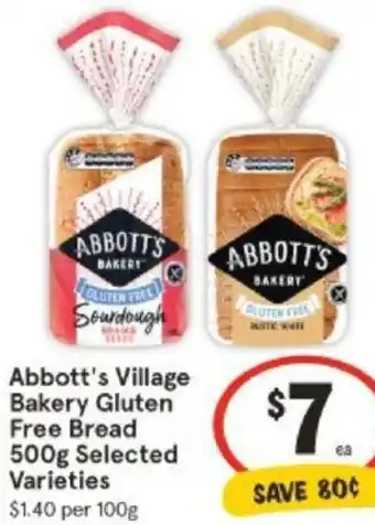IGA Abbott's Village Bakery Gluten Free Bread 500g offer
