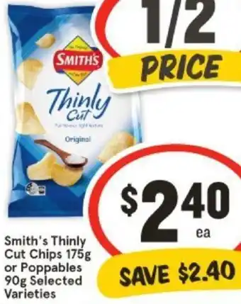 IGA Smith's Thinly Cut Chips 175g or Poppables 90g offer