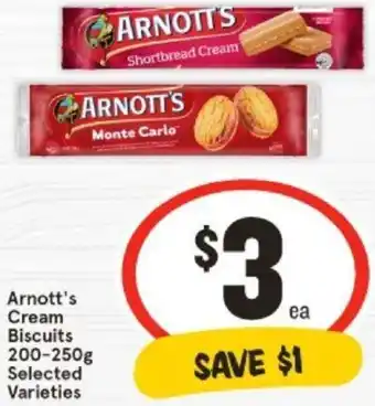 IGA Arnott's Cream Biscuits 200-250g offer