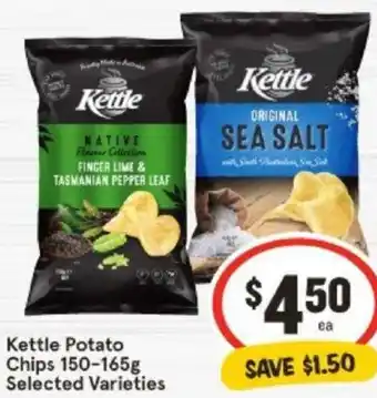 IGA Kettle Potato Chips 150-165g offer