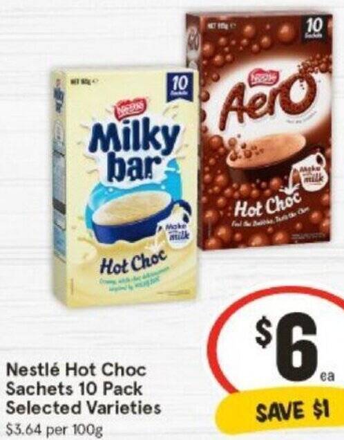 IGA Nestlé Hot Choc Sachets 10 Pack offer