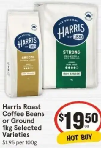 Harris Roast Coffee Beans or Ground 1kg