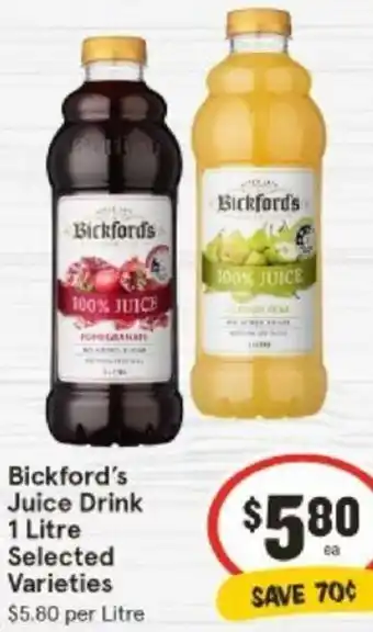 IGA Bickford's Juice Drink 1 Litre offer