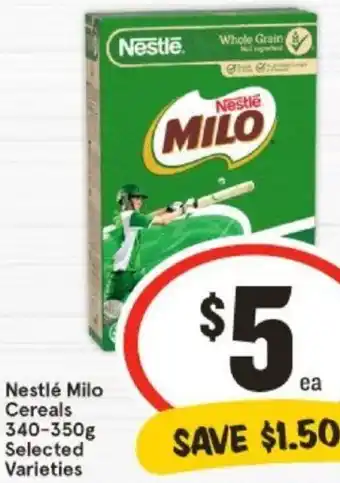 IGA Nestlé Milo Cereals 340-350g offer