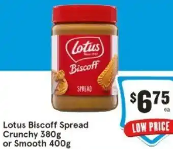 IGA Lotus Biscoff Spread Crunchy 380g or Smooth 400g offer