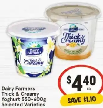 IGA Dairy Farmers Thick & Creamy Yoghurt 550-600g offer
