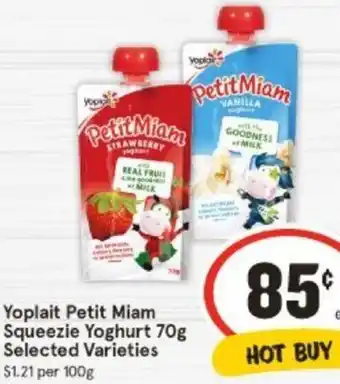 IGA Yoplait Petit Miam Squeezie Yoghurt 70g offer