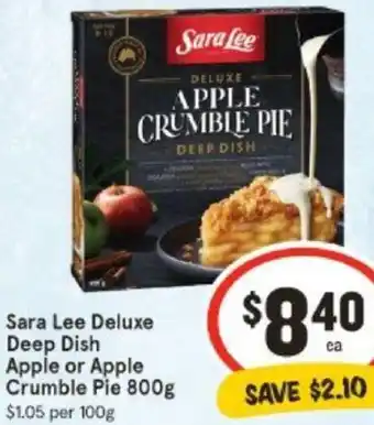 IGA Sara Lee Deluxe Deep Dish Apple or Apple Crumble Pie 800g offer