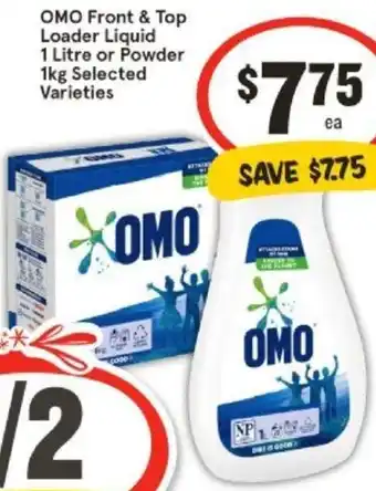 OMO Front & Top Loader Liquid 1 Litre or Powder 1kg