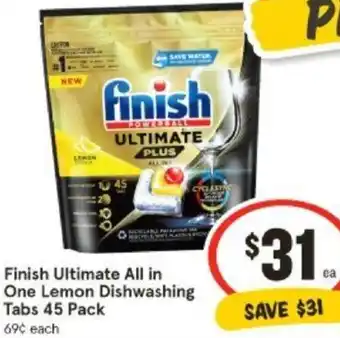 IGA Finish Ultimate All in One Lemon Dishwashing Tabs 45 Pack offer